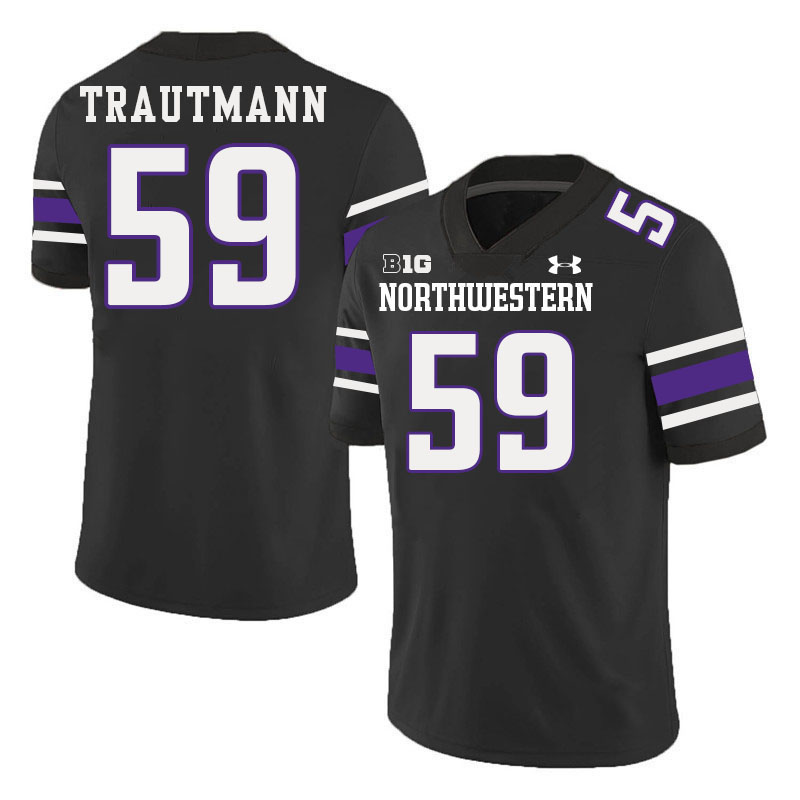 Northwestern Wildcats #59 Jack Trautmann College Football Jerseys Stitched-Black